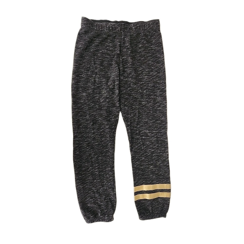 Danskin NOW Girls Size L 10/12 Sweatpants Joggers Charcoal Gold Bands‎ EUC